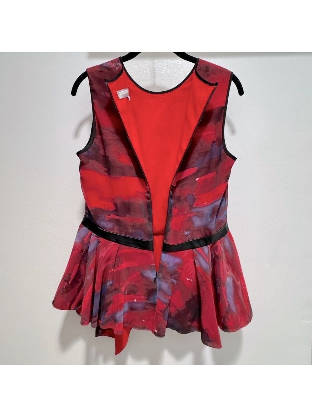 Hunter Bell Sleeveless Peplum, Leather Trim Top, Size 8 - Picture 7 of 10
